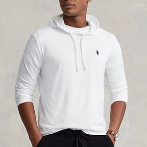 NWT Polo Ralph Lauren White Cotton Jersey Hooded TShirt Large